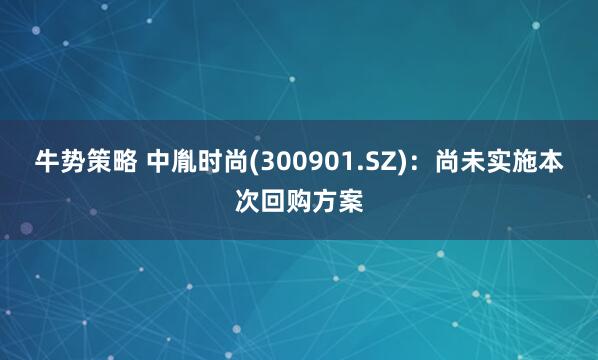牛势策略 中胤时尚(300901.SZ)：尚未实施本次回购方案