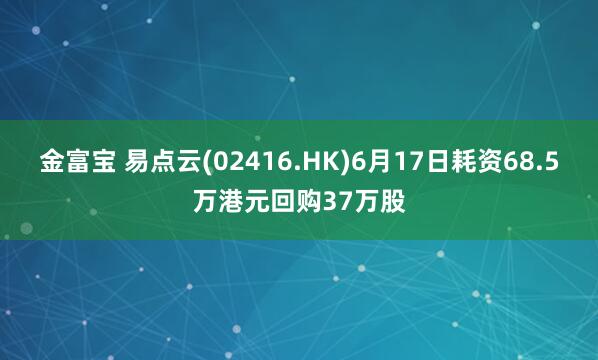 金富宝 易点云(02416.HK)6月17日耗资68.5万港元回购37万股