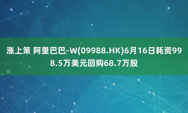 涨上策 阿里巴巴-W(09988.HK)6月16日耗资998.5万美元回购68.7万股