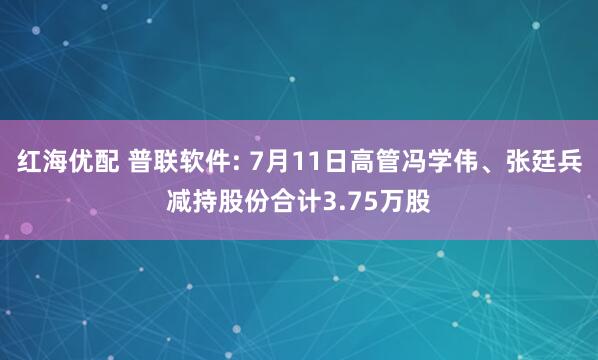红海优配 普联软件: 7月11日高管冯学伟、张廷兵减持股份合计3.75万股